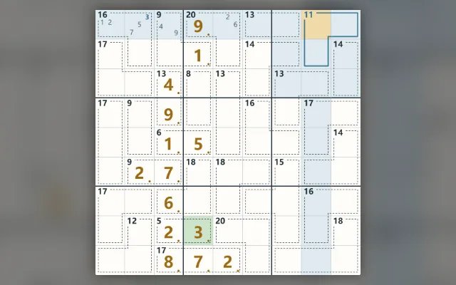 Killer Sudoku gameplay screenshot
